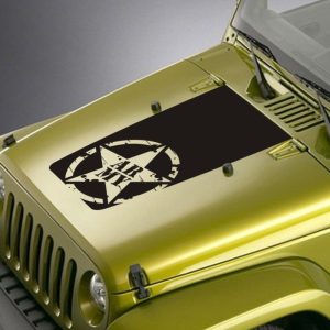distressed army star lettering jeep hood blackout decal sticker