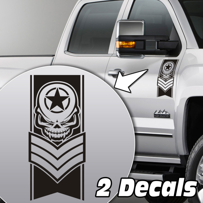 skull star truck door/fender decal sticker kit