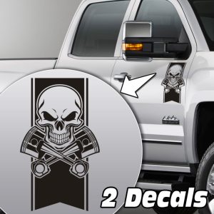 skull and pistons truck door/fender decal sticker kit