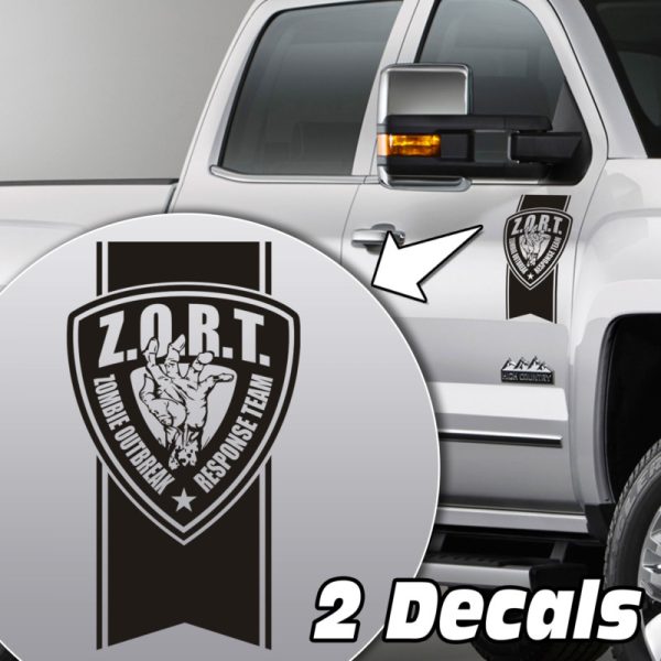 zombie outbreak badge truck door/fender decal sticker kit