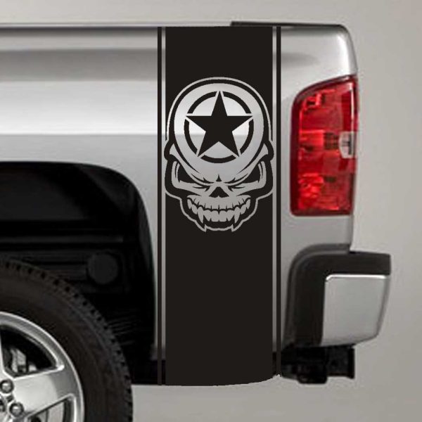 army star skull military truck bed stripe decal sticker