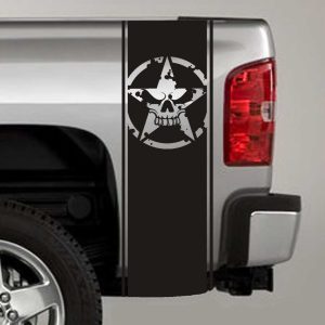 army star skull military truck bed stripe decal sticker