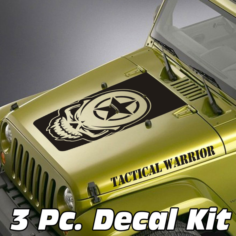 skull army star jeep blackout decal sticker kit