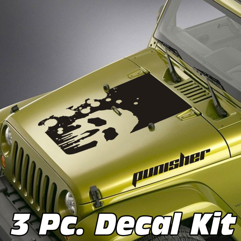 splatter punisher skull jeep blackout decal sticker kit