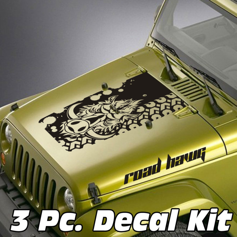 wild boar tire tread jeep blackout decal sticker kit