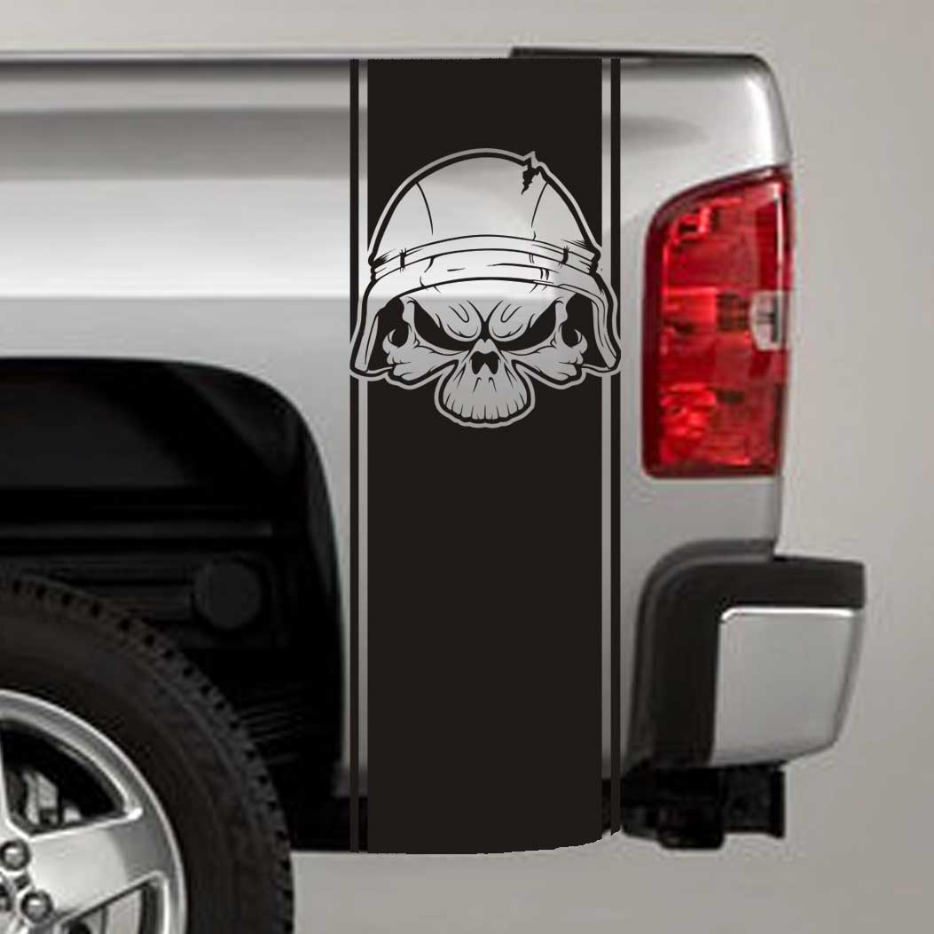 military soldier skull truck bed stripe decal sticker