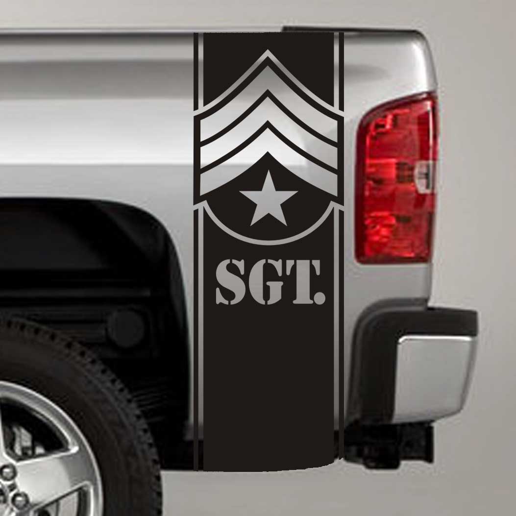 military sergeant badge truck bed stripe decal sticker