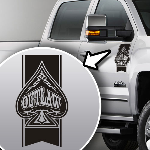 outlaw spade truck door/fender decal sticker