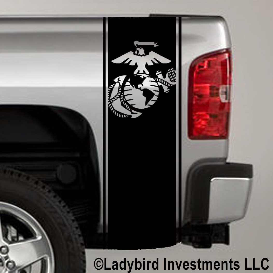 Eagle Globe & Anchor Truck Bed Stripe Decals for USMC Marines