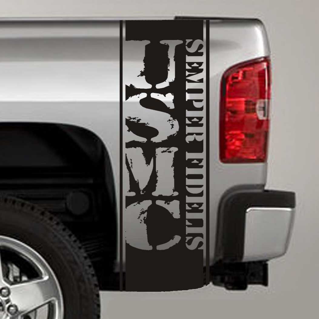 USMC Lettering Truck Bed Stripe Decals for US Marines