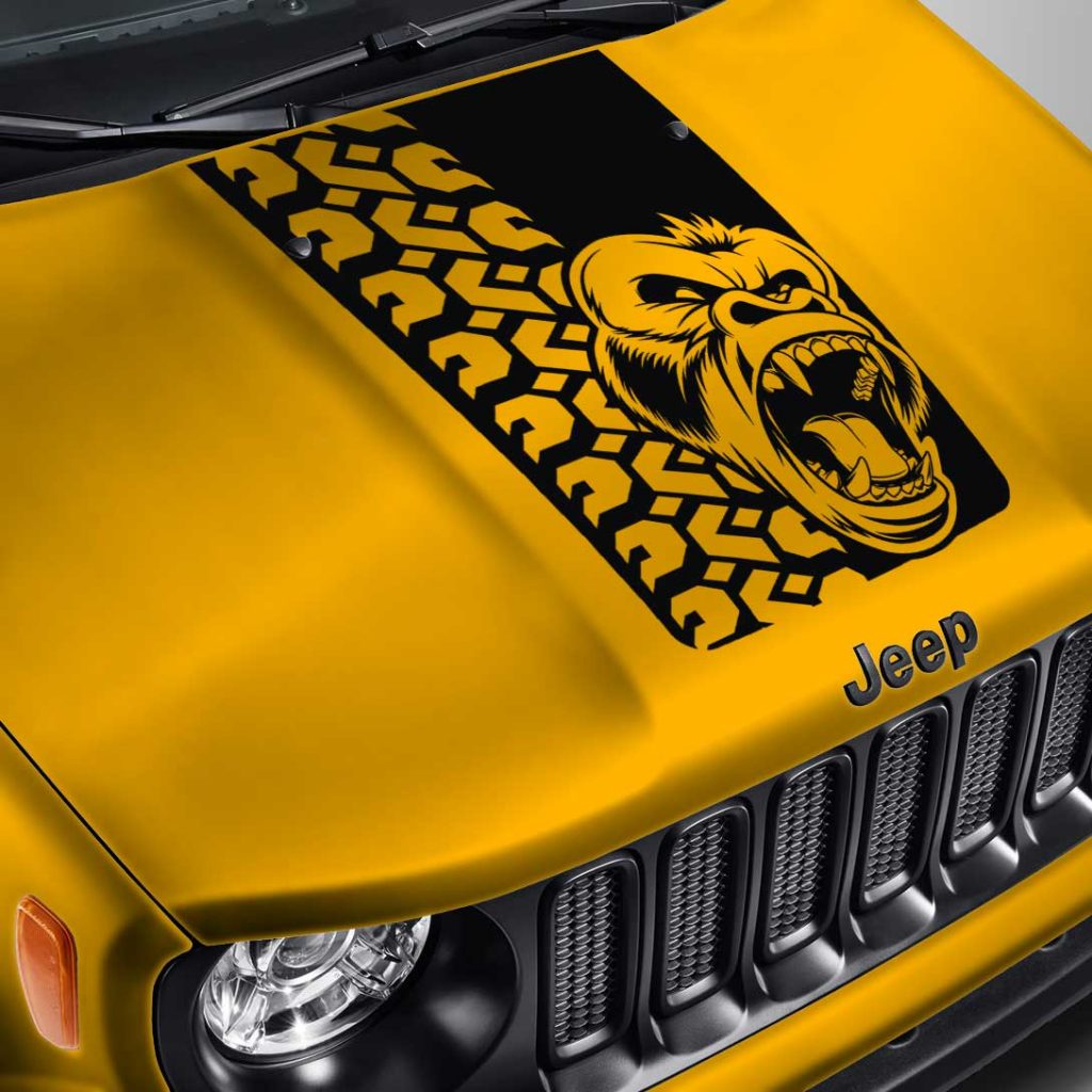 Blackout Gorilla Tire Tread Hood Decal - Fits Jeep Renegade – SkunkMonkey