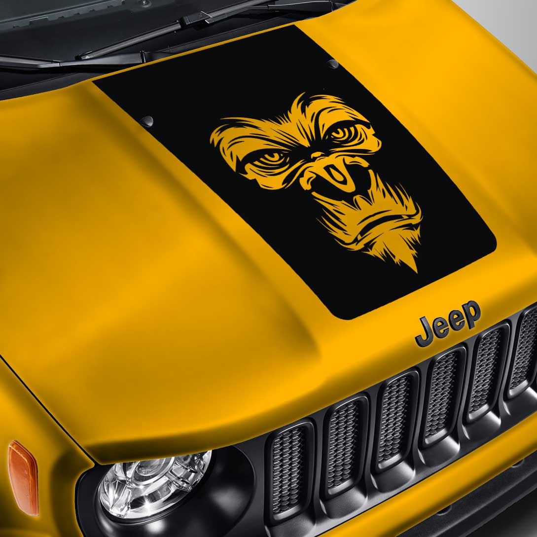 Blackout Angry Gorilla Hood Decal Sticker – Fits Jeep Wrangler