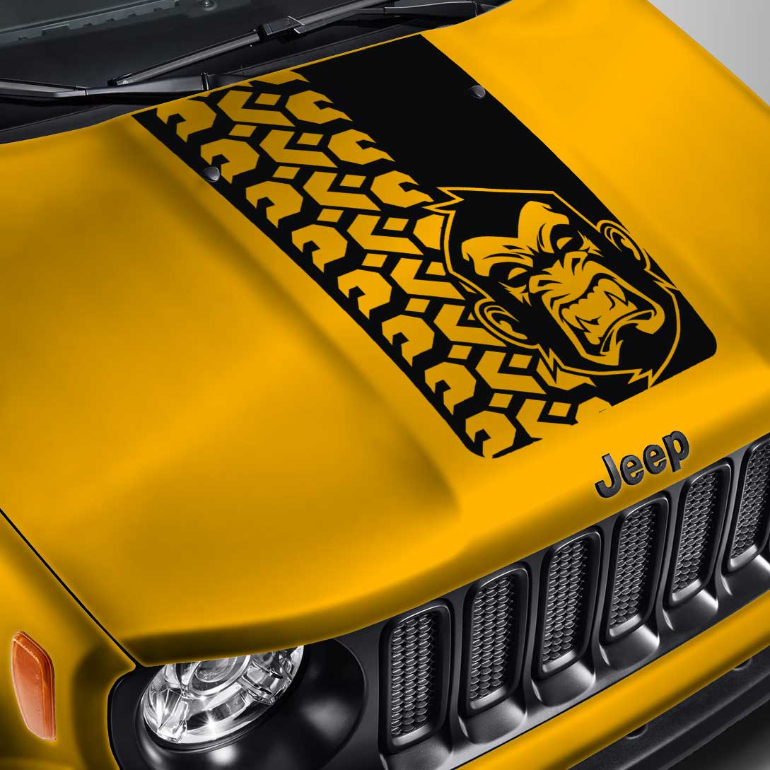 Blackout Monkey Tire Tread Hood Decal Sticker – Fits Jeep Wrangler
