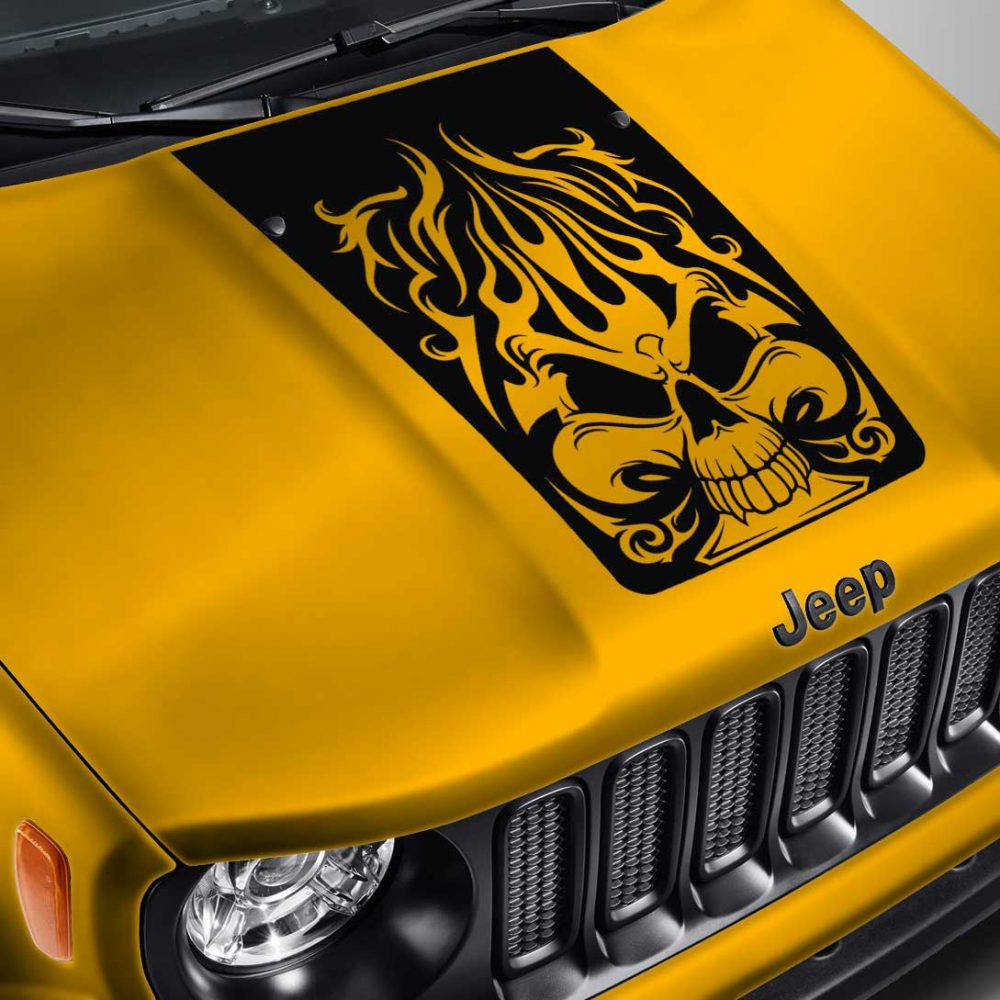 Blackout Spade Skull Hood Decal - Fits Jeep Renegade – SkunkMonkey