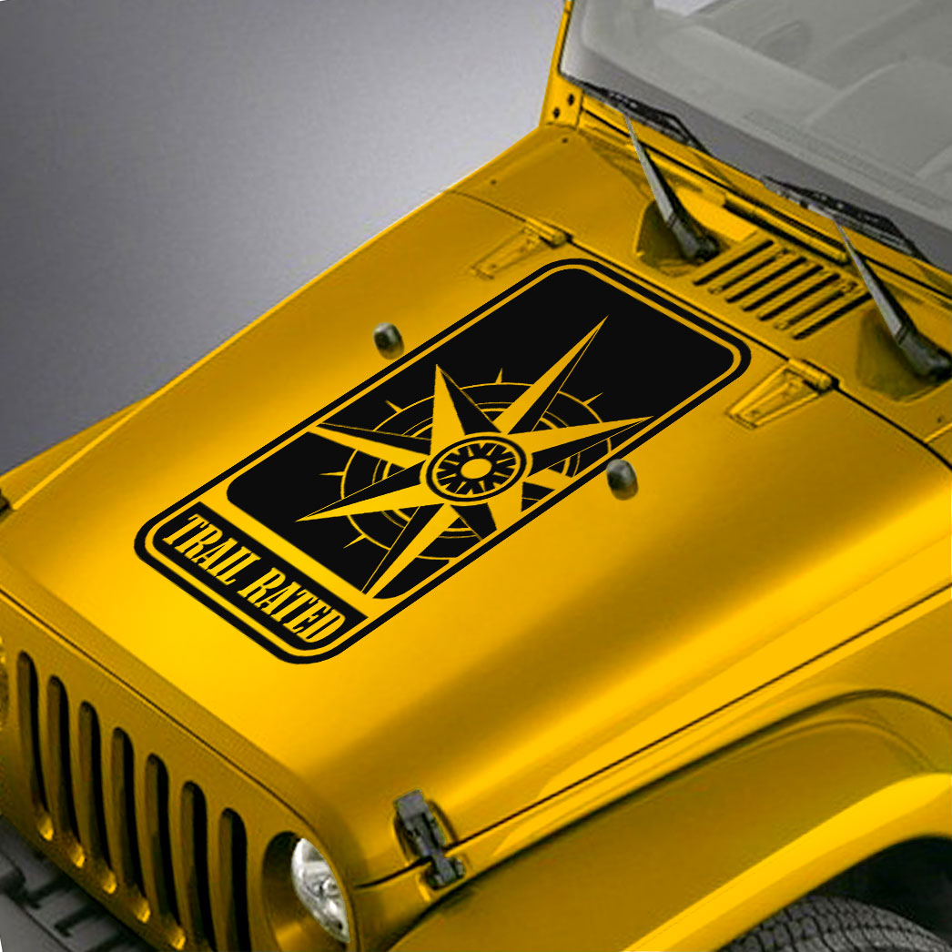 Jeep Wrangler Blackout Hood Decal Army Star Design Matte Black Sticker TJ LJ JK
